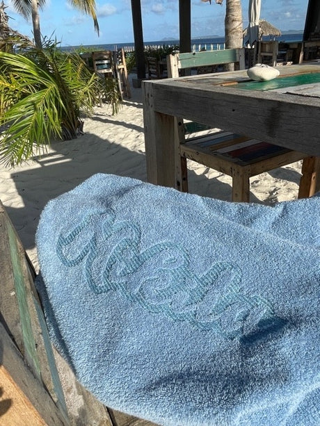 Denim strandtas met naam