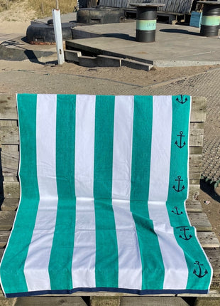 Groene strandhanddoek Marinestijl