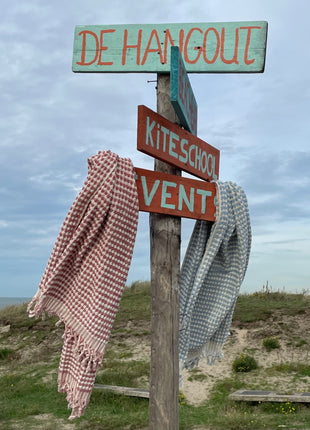 Grote handdoek Pom terra + lichtblauw