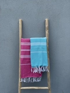 Hamamdoek fuchsia en felturquoise