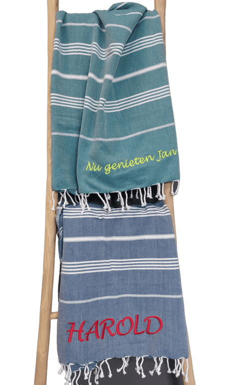 Hamamdoek met naam petrol en navy