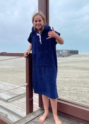 Kinder surfponcho donkerblauw