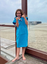 Kinder surfponcho turquoise