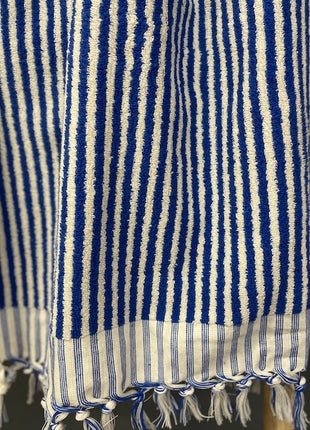 Luxe hamamdoek met franjes kobaltblauw