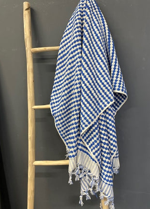 Luxe hamamdoek Pom kobaltblauw