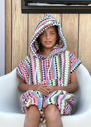 Multicolour kinder surfponcho Pom