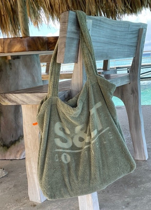 Olijfgroene strandtas XXL