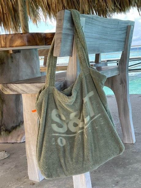 Olijfgroene strandtas XXL