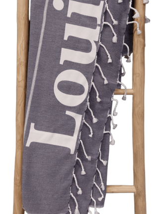 Ottomania hamamdoek met print antraciet