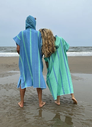 Ottomania omkleed-poncho  zeegroen en petrol
