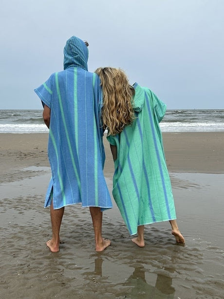 Ottomania omkleed-poncho  zeegroen en petrol