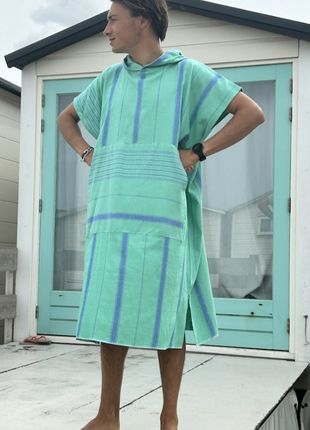 Ottomania omkleed-poncho zeegroen