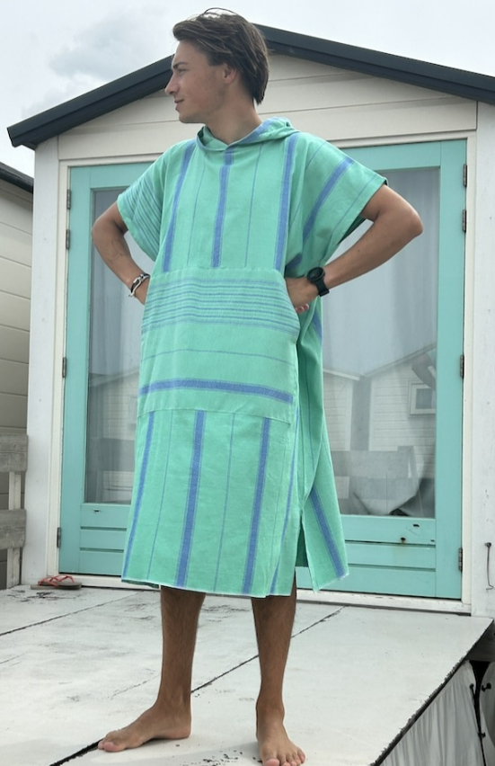 Ottomania omkleed-poncho zeegroen