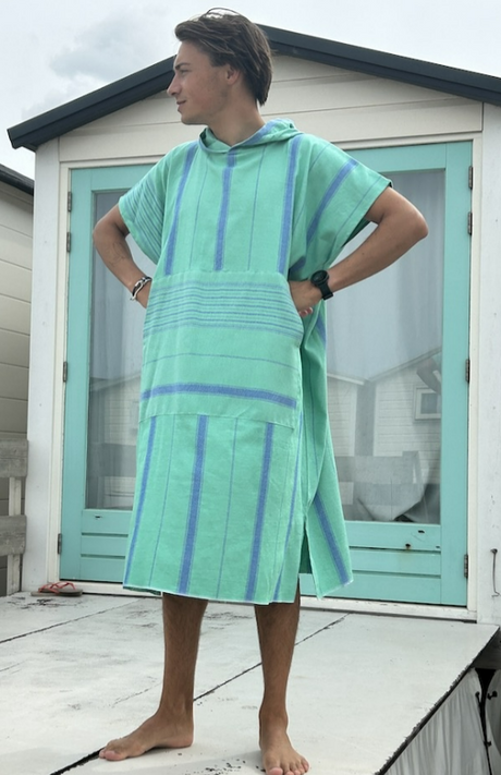 Ottomania omkleed-poncho zeegroen