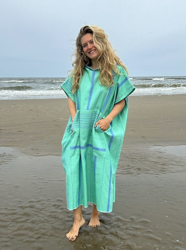 Ottomania zeegroen omkleed-poncho