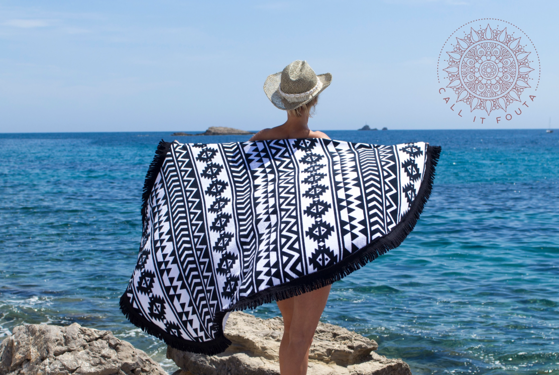 Ronde handdoek Aztec