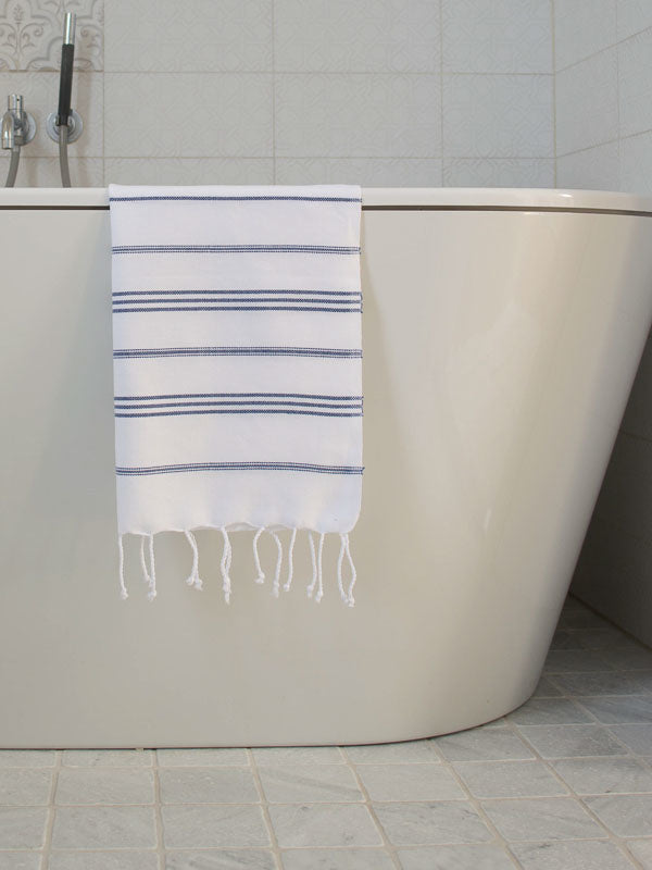 S hamamdoek Ottomania wit:blauw