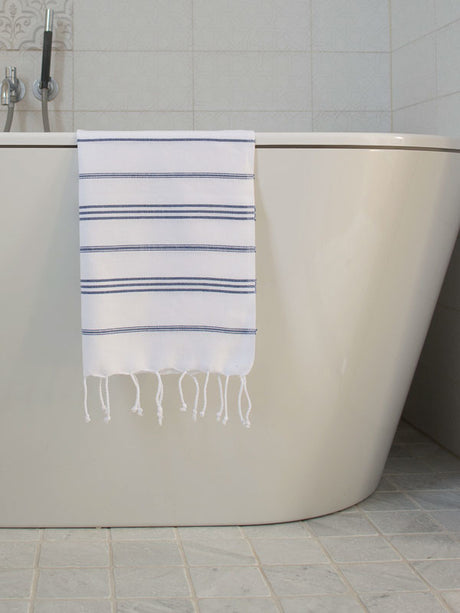 S hamamdoek Ottomania wit:blauw