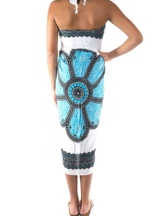 sarong zwart:turquoise