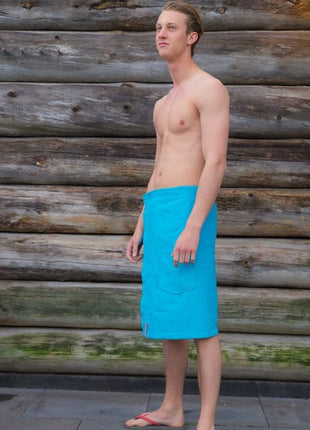 Saunahanddoek heren turquoise