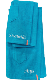 Saunakilt dames met naam turquoise
