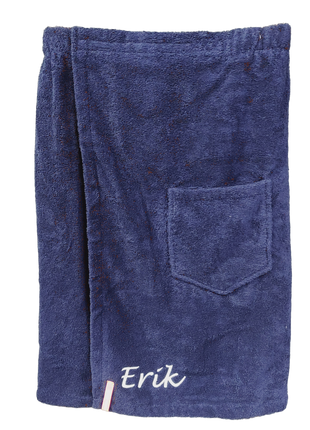 Saunakilt heren donkerblauw met naam