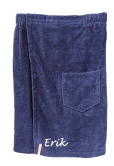 Saunakilt heren donkerblauw met naam