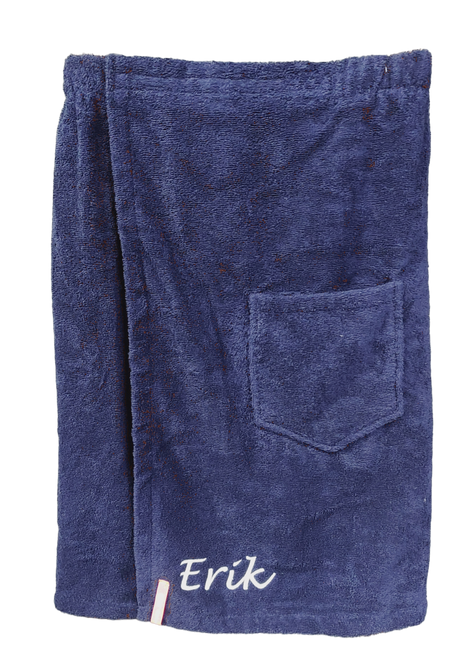 Saunakilt heren donkerblauw met naam