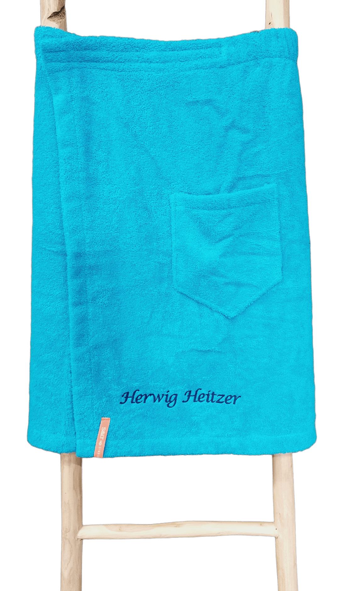 Saunakilt heren turquoise mt naam