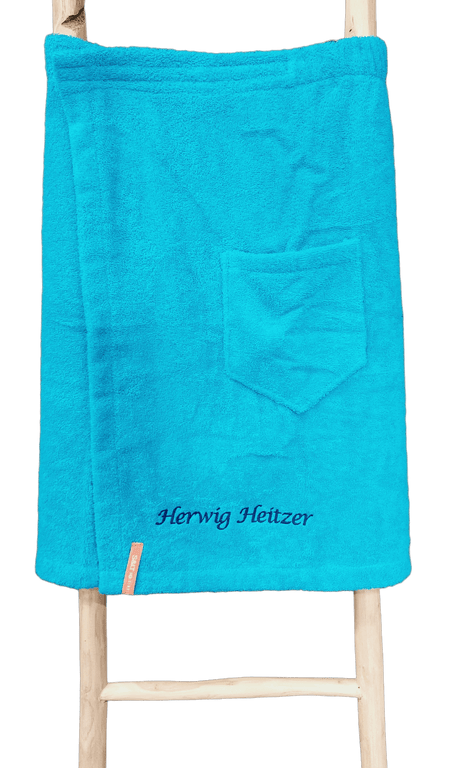 Saunakilt heren turquoise mt naam