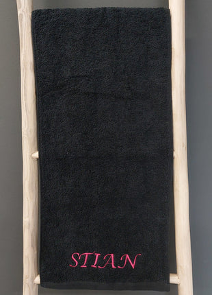 Sporthanddoek met borduring zwart