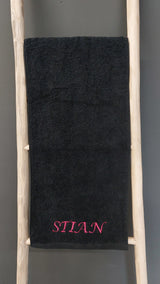 Sporthanddoek met borduring zwart