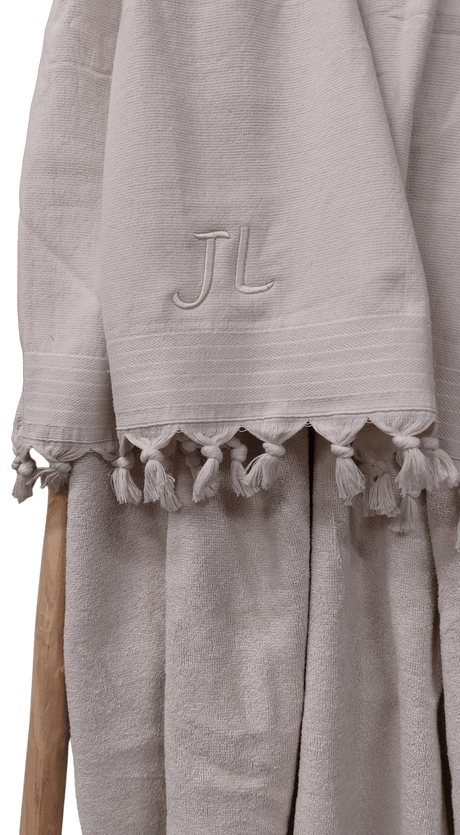 Stone walra hamam towel met borduring