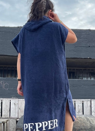 Surfponcho donkerblauw printen