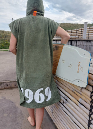 Surfponcho printen olijfgroen