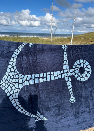 Velours strandlaken donkerblauw