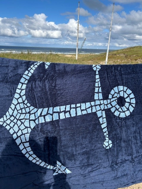 Velours strandlaken donkerblauw