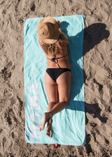 Velours strandlaken mint met print