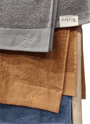 Walra remade cognac,blauw, taupe met initialen