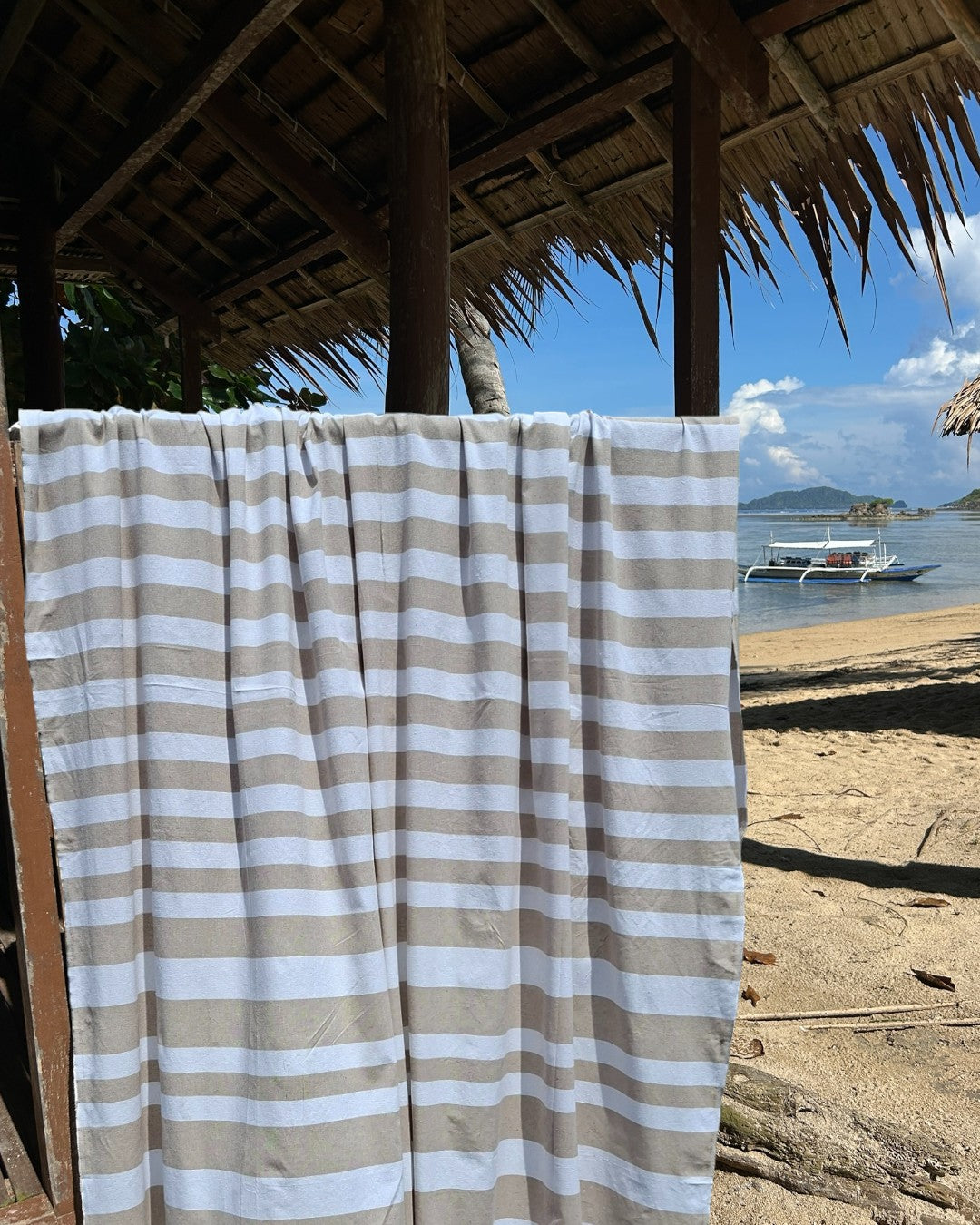 XXL hamamdoek gestreept zand